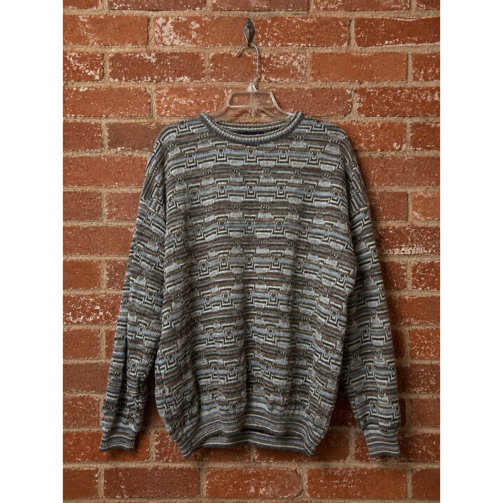 Northern Isles Vintage Mens XL Geometric Knit Sweater Cabin Fall 90s Retro Indie